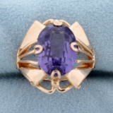 7ct Purple Sapphire Solitaire Ring In 14k Rose Gold