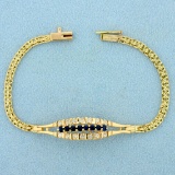 5 1/2 Inch Sapphire And Diamond Bracelet In 14k Yellow Gold