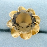 Vintage 11ct Smoky Topaz Ring In 14k Yellow Gold