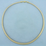 Unique Italian Made Mesh Design 20 Inch Italian Omega Style Necklace In 14k Yellow Gold