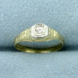 Vintage Diamond Pinky Ring In 14k Yellow And White Gold