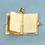 Mechanical Vintage Book Charm In 14k Yellow Gold