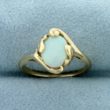 Natural Opal Solitaire Ring In 10k Yellow Gold