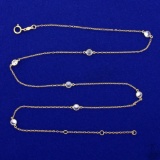 20 1/2 Inch Cz Station Chain Necklace In 14k Yellow Gold