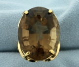 Huge 40ct Smokey Topaz Statement Ring In 18k Gold