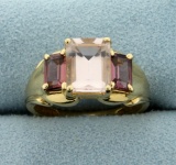 3.5ct Tw Natural Morganite Ring In 14k Yellow Gold