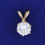 Over 1/2ct Solitaire Diamond Pendant In 14k Yellow Gold