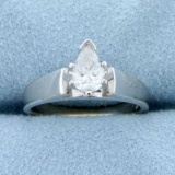 .8ct Pear Shaped Diamond Solitaire Engagement Ring In 14k White Gold