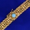 Vintage 7 1/2 Inch Designer Link Turquoise Bracelet In 19k Yellow Gold