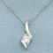 Sirena Designer Solitaire 1/4ct Diamond Pendant With Chain In 14k White Gold
