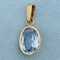 Vintage 6ct Sky Blue Topaz Pendant In 14k Yellow Gold