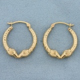 Ram Design Diamond Cut Hoop Earrings In 14k Yellow Gold