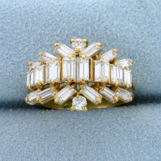 2.5ct Tw Round And Baguette Diamond Ring In 18k Yellow Gold