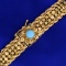 Vintage 7 1/2 Inch Designer Link Turquoise Bracelet In 19k Yellow Gold