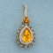 2ct Tw Citrine And Diamond Pendant In 14k Yellow Gold