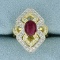 2ct Tw Designer Ruby And Diamond Ring In 18k Yellow And White Gold