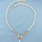 Vintage Akoya Pearl And Diamond Necklace In 14k Yellow Gold