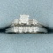 Engagement Ring And Wedding Band Ring Combination In 14k White Gold