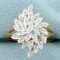 1/8ct Tw Diamond Nature Leaf Design Ring In 10k Yellow And White Gold