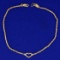 Heart Rope Chain Anklet In 14k Yellow Gold
