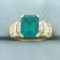 5ct Tw Green Tourmaline And Diamond Ring In 14k Yellow Gold