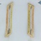 Tri-color Herringbone Dangle Earrings In 14k Yellow, White, And Rose Gold