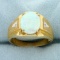 Men's 2ct Lab Opal And Diamond Ring In 10k Yellow Gold