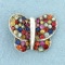 Effy Multi-sapphire Splash Butterfly Pendant Or Charm In Sterling Silver