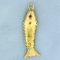Vintage Mechanical Fish Charm Or Pendant In 10k Yellow Gold