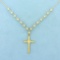 24 Inch Cross Necklace In 10k Yellow Gold