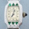 Antique Ladies Art Deco Windup Bulova Watch With Emeralds And Sapphire