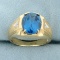 Men's 5ct London Blue Topaz And Diamond Ring In 10k Yellow Gold