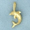 Diamond Cut Dolphin Pendant In 14k Yellow Gold