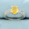 Vintage Yellow Sapphire And Diamond Ring In 1k White Gold