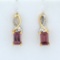 Rubellite And Diamond Drop Earrings In 10k Yellow Gold