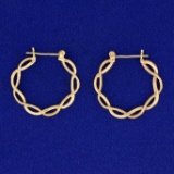 Braided Design Hoop Earrings In 14k Yellow Gold