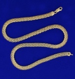 17 Inch Italian Made Mesh Link Chain Necklace In 14k Yellow Gold