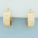 1/2ct Tw Diamond Hoop Earrings In 14k Yellow Gold
