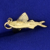 Flying Fish Pendant Or Charm In 18k Yellow Gold