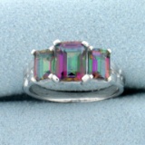 Mystic Topaz Three-stone Ring In 10k White Gold