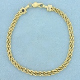 Sapphire Double Rope Link Bracelet In 14k Yellow Gold