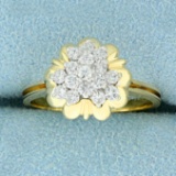 1/2ct Tw Diamond Flower Design Ring In 14k Yellow Gold
