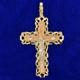 Intricate Crucifix Pendant In 14k Yellow And Rose Gold