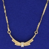 Diamond C-link Necklace In 14k Yellow Gold