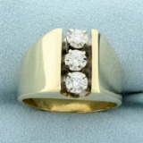 Men's 1/4ct Tw Three-stone Diamond Ring In 10k Yellow Gold