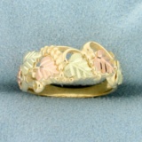 Black Hills Gold Leaf Ring In 10k Yellow, Rose, And Green Gold