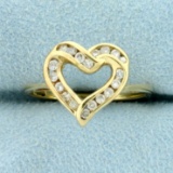 Diamond Heart Ring In 10k Yellow Gold