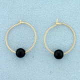 Onyx Bead Hoop Earrings In 14k Yellow Gold