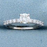 3/4ct Tw Cz Engagement Ring In 10k White Gold