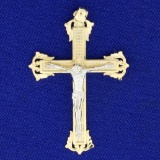 Two-tone Crucifix Pendant In 14k Yellow And White Gold